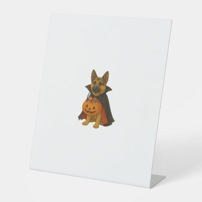 Signe De Table Chien d'Halloween allemand Bulldog en costume vamp (Recto)
