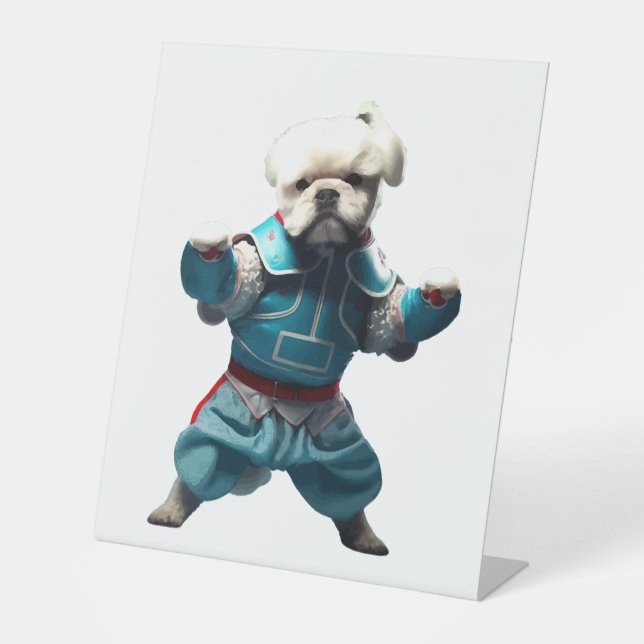 Signe De Table Chien Knows Karate transformé (Recto)