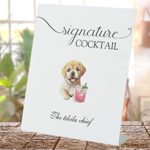Signe De Table Chien Mariage Signature Boissons Animaux de compag