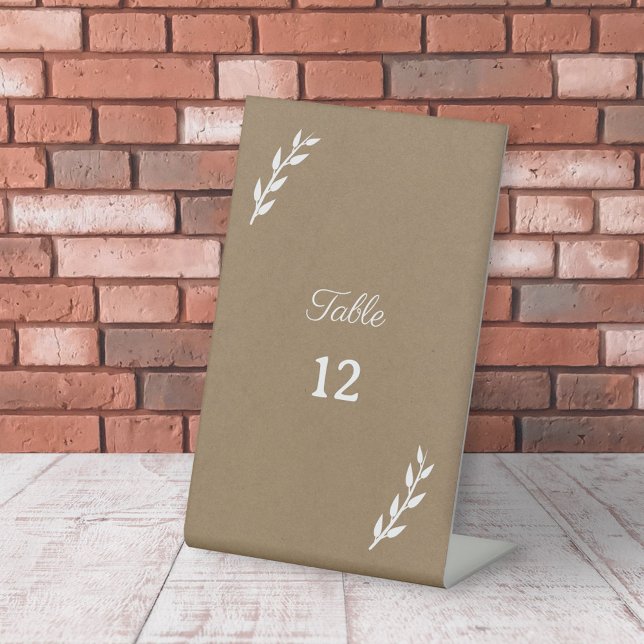 Signe De Table Chiffre de table de Mariage Kraft & Rustic (Kraft & Rustic Wedding Table Numbers Pedestal Sign)