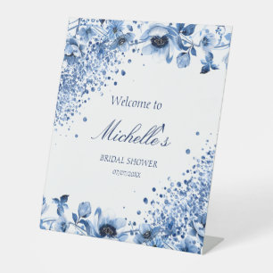 Signe De Table Chinoiserie asiatique Light Blue Floral Welcome