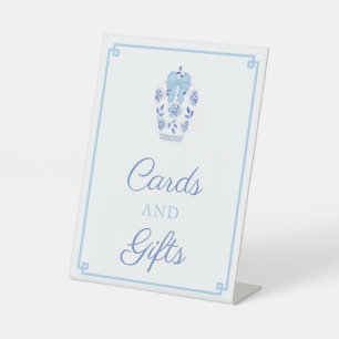 Signe De Table Chinoiserie Bleu Blanc Baby shower Cartes Et Cadea