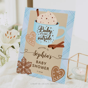 Signe De Table Chocolat chaud Baby shower d'hiver Affiche de bien