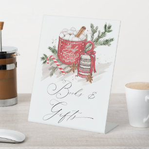 Signe De Table Chocolat Chaud et Cookies Fête Prénatale d'Hiver
