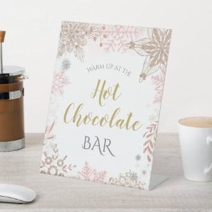 Signe De Table Chocolat chaud hiver Wonderland Or rose