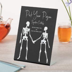 Signe De Table Choisir votre poison Squelette Mariage Blanc menu