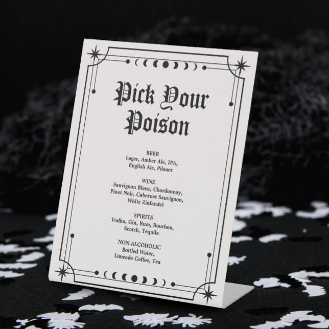 Signe De Table Choisissez votre poison Gothique Halloween Mariage (Créateur téléchargé)