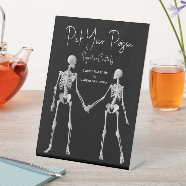 Signe De Table Choisissez votre poison Squelette Mariage Black Dr (In SItu)