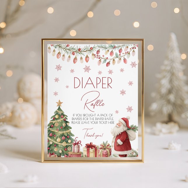 Signe De Table Christmas Baby Shower Diaper Raffle Sign (Créateur téléchargé)