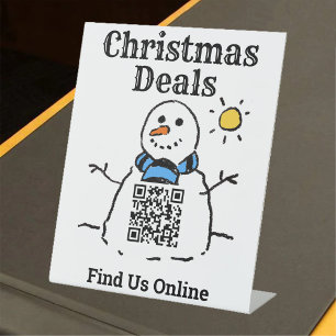Signe De Table Christmas Deals Online with QR Code Pedestal Sign