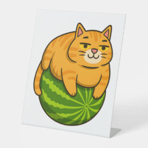 Signe De Table Chubby Chat sur Watermelon Meme Shirt