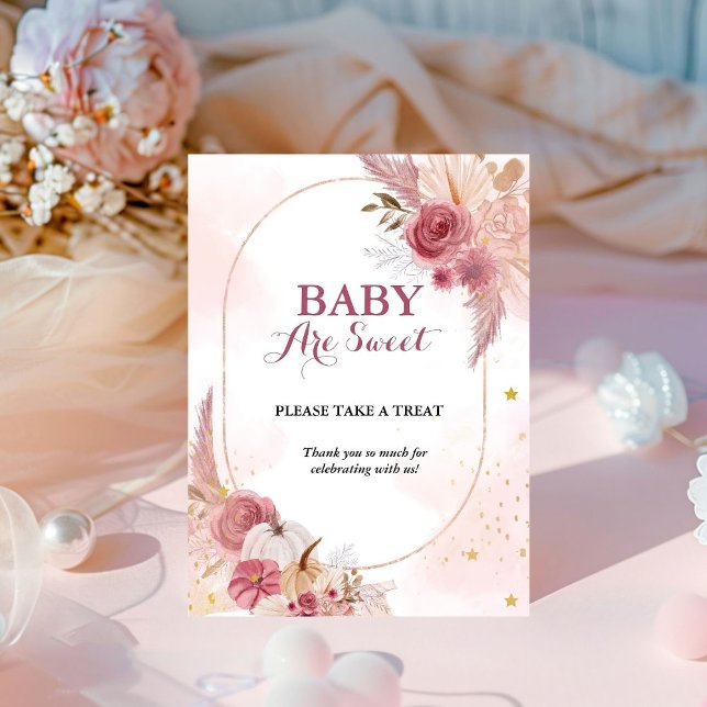 Signe De Table Chute Citrouille rose Fille baby shower Favoriser  (Créateur téléchargé)