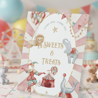 Signe De Table Circus Carnival Baby Shower Sweets and Treats 