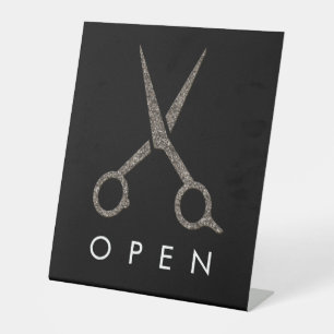 Signe De Table ciseaux modernes OPEN - Coiffeur