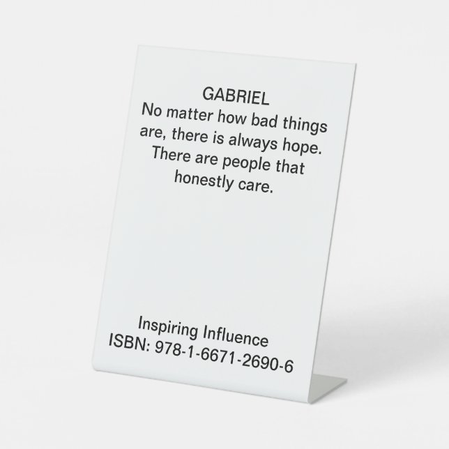 Signe De Table Citation de caractère de "Inspirer l'influence" (Recto)