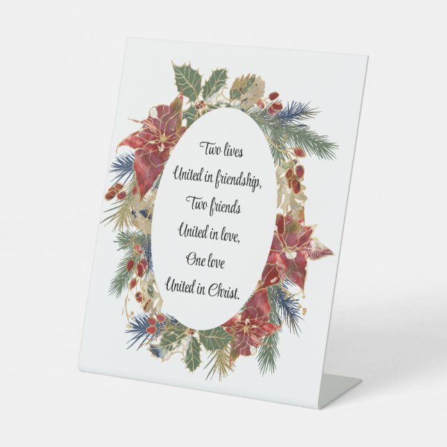 Signe De Table Citation mariage Inspiration Noël Floral rouge (Recto)