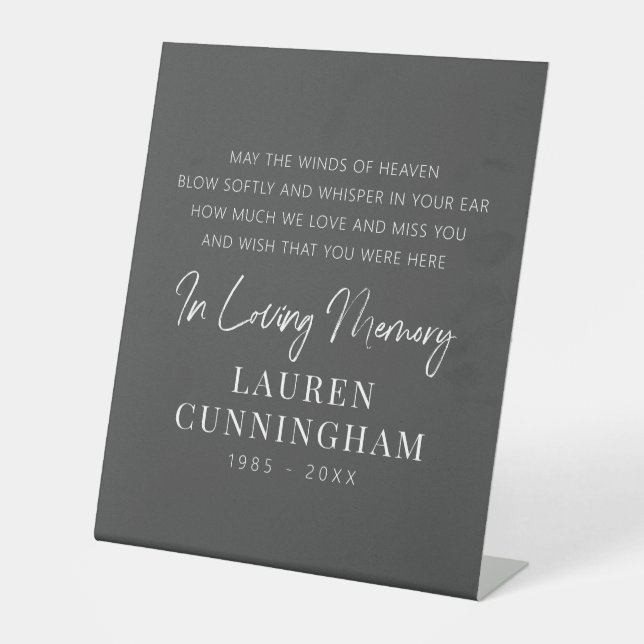 Signe De Table Citation Memorial Moderne Élégant Simple Chic (Recto)