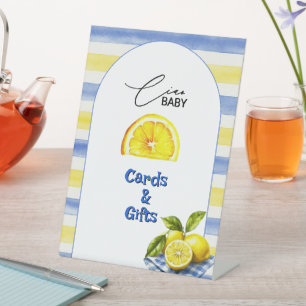 Signe De Table Citron Ciao Bébé Cartes et Cadeaux à Rayures Bleu