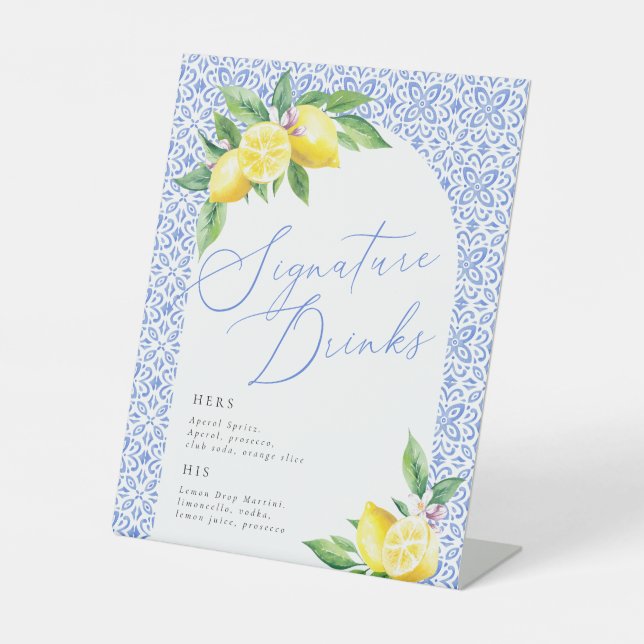 Signe De Table Citron italien Positano Mariage Signature Boissons (Recto)