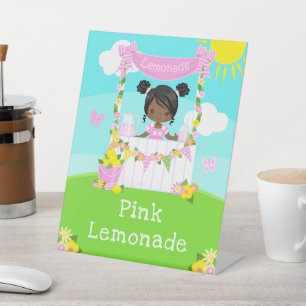 Signe De Table Citronade rose Stand Anniversaire Fille de peau fo