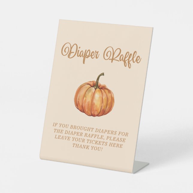 Signe De Table Citrouille Baby shower Déchets Raffle (Recto)