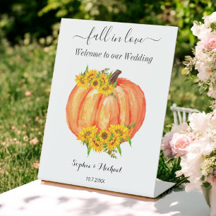 Signe De Table Citrouille de bienvenue mariage de automne