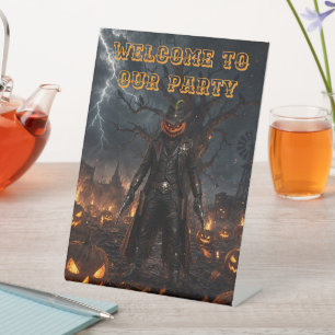 Signe De Table Citrouille de sheriff cow-boy Halloween effrayante