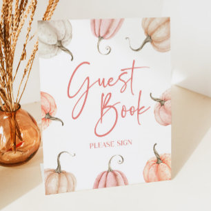 Signe De Table Citrouille rose blanc Automne Automne Livre d'invi