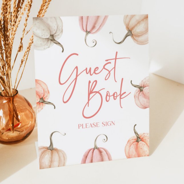 Signe De Table Citrouille rose blanc Automne Automne Livre d'invi (Créateur téléchargé)