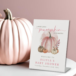 Signe De Table Citrouille rose sur son chemin Fille Baby shower B