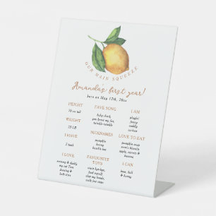 Signe De Table Citrus citron Premier anniversaire Jalon Anniversa