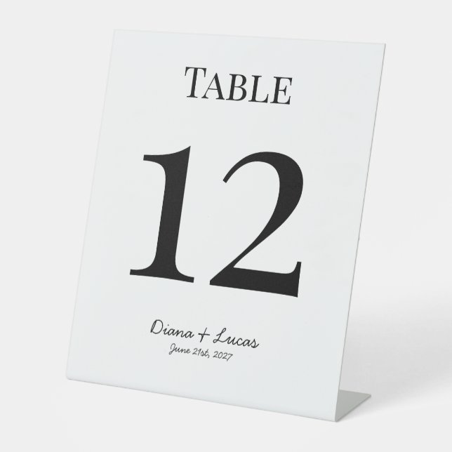 Signe De Table Classic Chic Mariage Numéro de table (Recto)