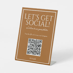 Signe De Table Classic Simple Sienna QR Code Social Media Sign