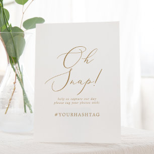 Signe De Table Clic-hashtag Delicic Gold Calligraphy Oh Snap Mari