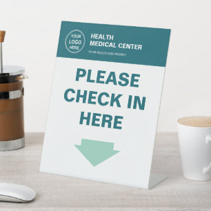 Signe De Table Clinique Médicale Logo de Santé Vérification Teal