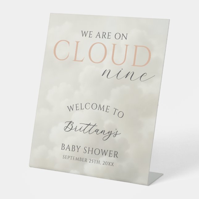 Signe De Table Cloud Nine Clouds Baby Shower Welcome (Recto)