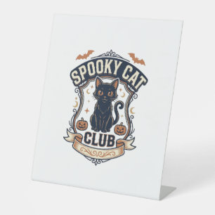 Signe De Table Club de chat effrayant Chat Halloween Chat effraya