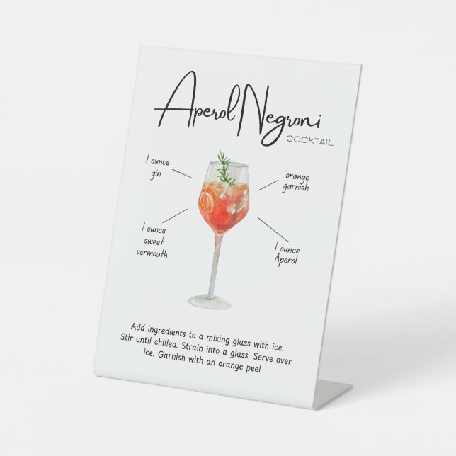 Signe De Table Cocktail Aperol Negroni Moderne (Recto)