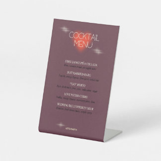 Signe De Table Cocktail foncé violet Menu pour Mariage