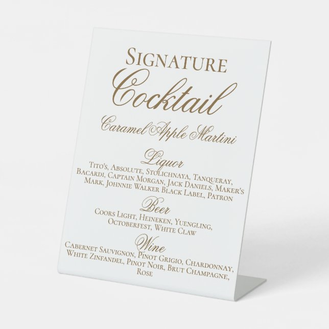 Signe De Table Cocktail mariage/Menu Bar (Recto)
