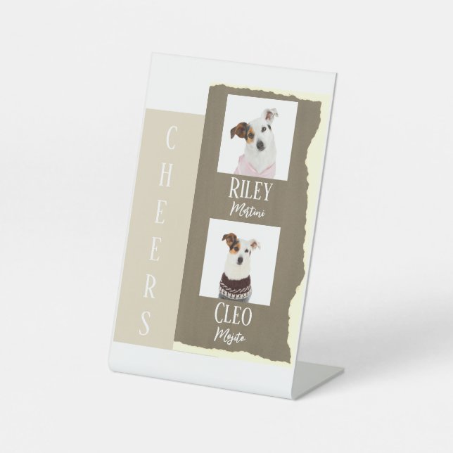 Signe De Table Cocktail signature chien Boire Mariage Brown (Recto)