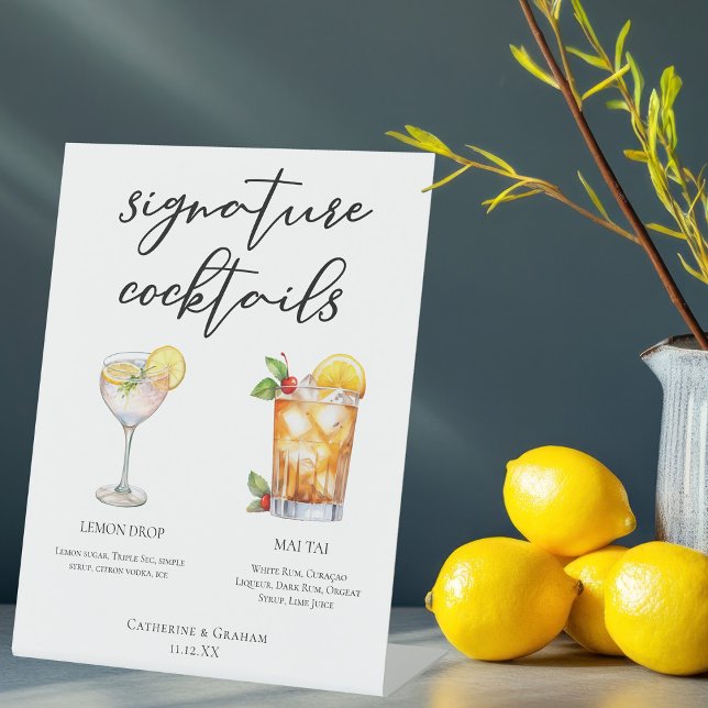Signe De Table Cocktails Signature Sweet & Tart Menu Mariage (Créateur téléchargé)