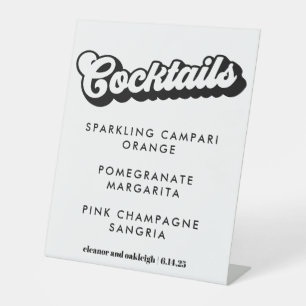 Signe De Table Cocktails Super en noir et blanc en gras