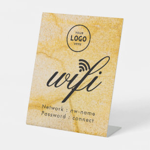 Signe De Table Code de mot de passe WiFi Entreprise Logo Bleu