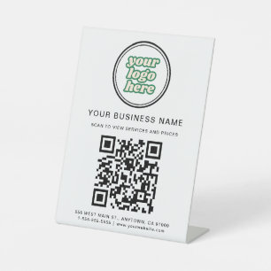 Signe De Table Code et logo QR d'entreprise