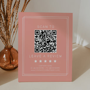 Signe De Table Code QR Avery Minimal Blush Peach Laissez un avis