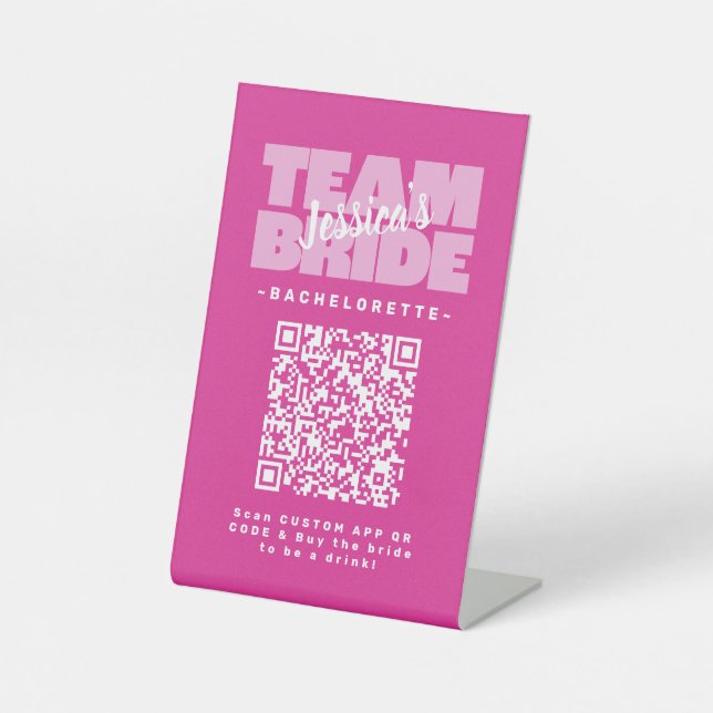 Signe De Table Code QR Bachelorette Acheter une Boisson Équipe Ma (Recto)