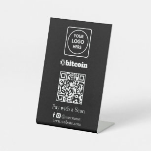 Signe De Table Code QR Bitcoin noir Logo d'entreprise personnal