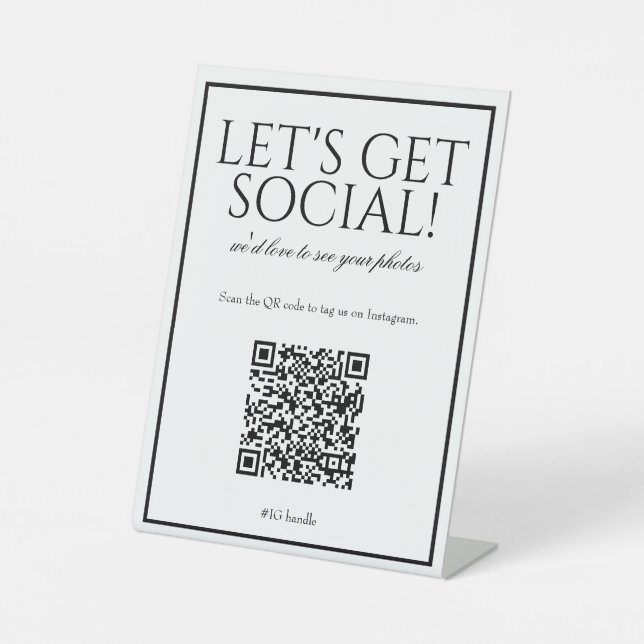Signe De Table Code QR blanc classique médias sociaux (Recto)