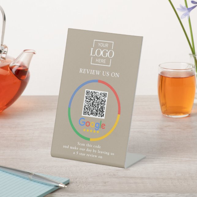 Signe De Table Code QR d'avis Google promotionnels modernes pour  (In SItu)